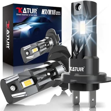 KATUR H7 LED Lampadine Fari per Auto, Canbus 18000LM 6000K Bianco Senza Fili Plug & Play LED H7 Abbaglianti o Anabbaglianti 400% Luminosità 1:1 Mini Dimensioni, 2pcs Lampadina H7