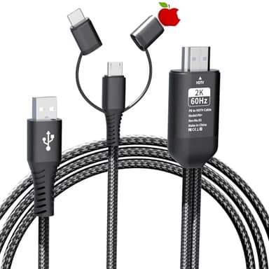 AMANKA Adattatore da telefono a HDMI 3 in 1 da USB a HDTV per TV Smartphone 1080P Digital AV Sync Screen Connector Compatibile USB C Micro USB Proiettore Monitor TV
