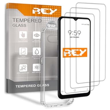 REY Pack 3X Pellicola salvaschermo e Cover per Samsung Galaxy S10, Vetro temperato e Silicone TPU ad Alta Resistenza