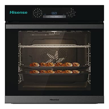 Hisense O65226ABS, Forno Elettrico da Incasso, Multifunzione Termoventilato con Vapore, Capienza XXL 77L, Pulizia AcquaClean, 13 Funzioni di Cottura (Pizza 300°C e AirFry), Nero