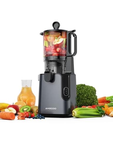 Amzcoo Slow Juicer, spremiagrumi da 130 mm e contenitore da 1,8 l, spremiagrumi a freddo per frutta e verdura intera, facile da installare e pulire, senza BPA