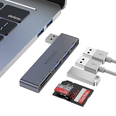 MOGOOD USB Hub, adattatore USB multiport, 5 in 1 USB con 1 × USB 3.0, 2 × USB 2.0, lettore di schede SD/TF, compatibile con laptop per PC, desktop, Mac, MacBook, Notebook, PS4, Xbox, Wii