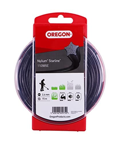 Oregon Filo per Decespugliatore a Forma di Stella con 5 Bordi Taglienti, in Nylon Professionale Arricchito con Particelle di Alluminio, 3 mm - 60 m, Nylium (‎104884E)