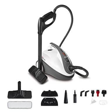Polti Vaporetto Smart 30 S, Pulitore a Vapore con Caldaia ad Alta Pressione fino a 3 Bar, Tappo di Sicurezza, Potenza 1800 W, Capacità 1,6 L, 12 Accessori, Vano Porta Accessori, Bianco e Grigio