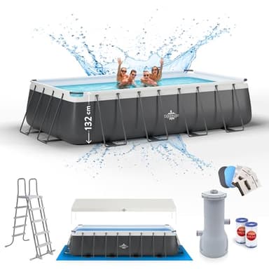 Dardaruga Piscina Fuori Terra 550 x 305 x 132 cm + Scala+ Telo Copertura + Telo Base + Pompa Risparmio Energetico + 2 Cartucce Filtro, BORA BORA