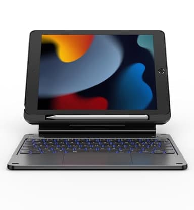 Dexnor Tastiera per iPad 9 Generazione 10.2, Custodia con Tastiera per iPad 9a/8a/7a Generazione, Trackpad Muti-Touch Retroilluminazione Magnetico Magic Style Keyboard Cover Italiano QWERTY, Nero