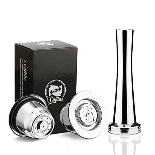 Espresso Capsule Caffè Compatibili Nespresso Nespresso Capsula ricaricabile,riutilizzabili Filtro in Acciaio Inox,Coffee Capsule+Tamper+Cucchiaio+Spazzola+2 Sets Silicone O-Ring per 2 Capsula