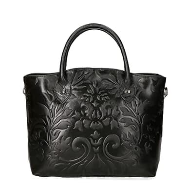 Chicca Borse Borsa tote donna borsa a mano in pelle camoscio stampato borsa media italiana - Nero