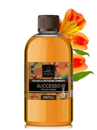 Profumatore per Ambienti | Ricarica Profumo Ambiente Fiori d'Arancio | Ricarica Diffusore Bastoncini | Profumo Ambiente | Ricarica Diffusore a Bastoncini | LadyVenezia | 500 ml (fiori d'arancio)