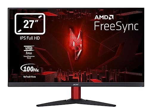 Acer Nitro KG272Ebmiifx, Monitor Gaming PC 27'', Display IPS Full HD 100 Hz, 1 ms (VRB), 16:9, FreeSync, VGA, HDMI (1.4), Lum 250 cd/m2, ZeroFrame, Speaker Integrati, Audio In/Out