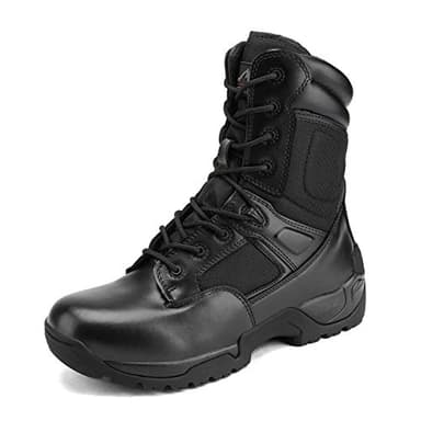 NORTIV 8 Uomo Stivali Militari da Lavoro Tattici da Uomo Escursionismo Pelle Anfibi Stivali da Combattimento,Size 44,Nero,Response