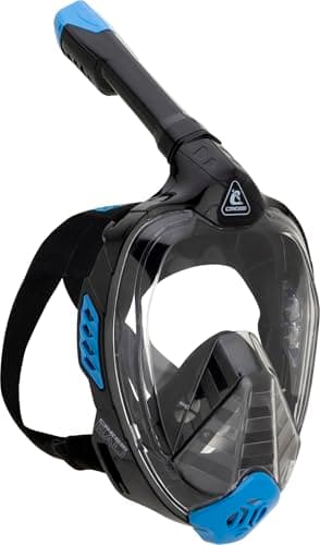 CRESSI Bali Full Face Mask Black/Blue L/XL-Maschera Snorkeling Integrale Unisex, Lente Ultra Chiara Anti Fog, 100% Silicone, Snorkel Dry con Valvole Sicurezza, Supporto Action Cam, Nero/Blu, L/XL