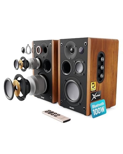 100W Casse Attive Amplificate Coppia | Casse Monitor Studio | 5.3 Bluetooth Altoparlanti Audio Amplificate con Xtra Bassi & 3 altoparlanti | Majority D100 Speakers