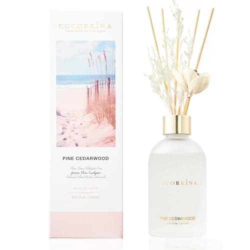 Cocorrína Diffusore Profumo Ambiente - Pino Cedro Set di diffusori di canne da fiori da 200 ml con 9 bastoncini - Fragranza per la casa, camera da letto, bagno, scaffale