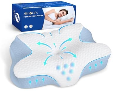 Zibroges Nuovo aggiornamento Cuscino memory foam cervicale,Cervicale cuscino,comodo cuscino cervicale per dormire, ideale per chi dorme sul fianco, Federa traspirante e lavabile 61 x 41 x 11,5 cm