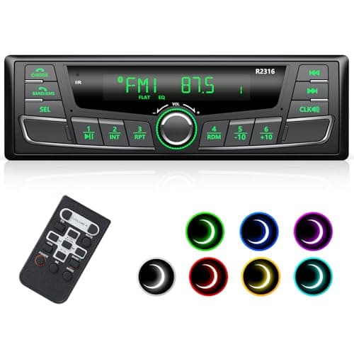 RDS Autoradio Bluetooth, Wistrue AM/FM Autoradio Stereo Auto Bluetooth 4 x 65W Autoradio Bluetooth 1 Din con 7 Colori/Telecomando/USB/Ingresso Aux/scheda SD/supporto iOS e Android,lettore MP3