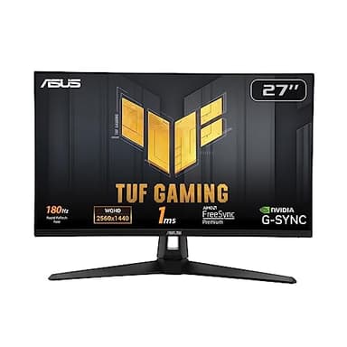 ASUS TUF Gaming VG27AQ3A Monitor Gaming 27” pollici, QHD (2560x1440), 180Hz, Fast IPS, Sincronizzazione ELMB, 1ms (GTG), FreeSync Premium, G-Sync, Overdrive variabile, 130% sRGB, Nero