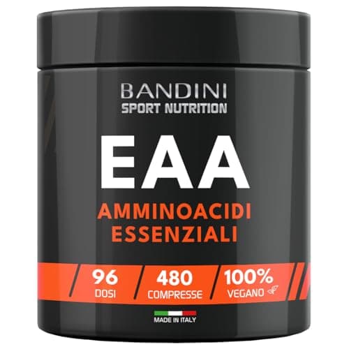 Bandini® EAA Aminoacidi Essenziali 480 COMPRESSE - Con 9 Amminoacidi Intra Pre e Post Workout - Favorisce la crescita ed il recupero muscolare - Essential Amino - Essenziale, Vegan e senza zuccheri