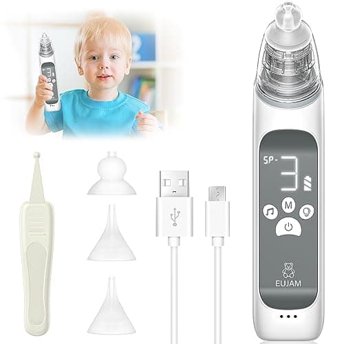 Aspiratore Nasale Neonato Elettrico Aspiratore Moccio per Bambini, Pulisci-Naso per Bambini con 3 Punte in Riutilizzabili Silicone, musica e luce per Neonati Bambini Piccoli Neonati