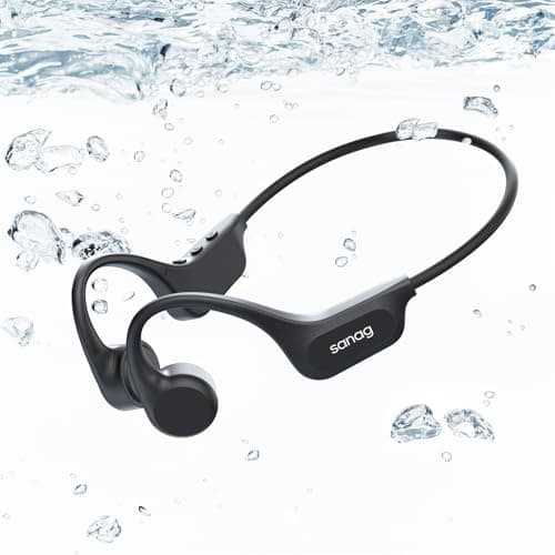 SANAG Bone Conduction Headphones Bluetooth 5.3 Open Ear Wireless Swimming Headphones Built-in 64GB Memory IPX8 Waterproof Sport Earphones Noise Reduction with Mic 10H Playtime for Gym Running Cycling