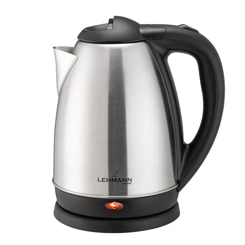 LEHMANN LHOEK-2220D - Bollitore elettrico in acciaio inox, 1,8 l, 2200 W, per alimenti per bambini, tè, caffè, spegnimento automatico e protezione da surriscaldamento, senza BPA, colore: Argento