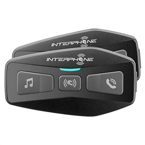 INTERPHONE UCOM2TP - Doppio - Interfono Bluetooth 5.0 da Casco per Moto, Uso Pilota, Distanza 600Mt, Autonomia Fino a 12 Ore, Mp3, GPS, Impermeabile IP67, Universale, Caschi, Set di 2
