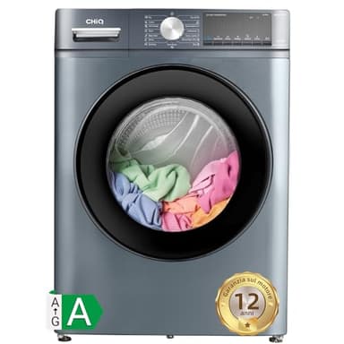 CHiQ CFL80-14586IM3XA, Lavatrice a carica frontale da 8kg, Space Pro - ottimizzazione dello spazio, Profondità del piano di lavoro, Cestello ampio, Motore a inverter stabile, 1400giri/min