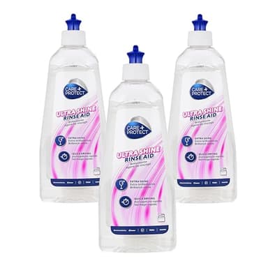 CARE + PROTECT Brillantante Universale per Lavastoviglie Extra Lucentezza, Potente contro Macchie e Aloni, Favorisce Un'Asciugatura Più Rapida, 500 ml (Confezione da 3)