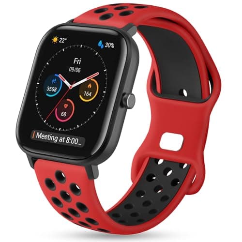 Compatibile con Amazfit GTR - Mini braccialetto da 20 mm in silicone traspirante con doppio foro per Amazfit Active, Amazfit GTS 2, GTS 2 Mini, GTS 4, GTS 4 Mini, Amazfit Bip, Bip U, Bip U Pro, Bip 3,