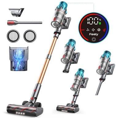 Aspirapolvere Senza Fili 550W/45KPa/60Mins Scopa Elettrica Senza Fili Potente OLED Smart Aspirapolvere Verticale con Luce LED e Carica a Parete per Pavimenti Tappeti Peli di Animalili