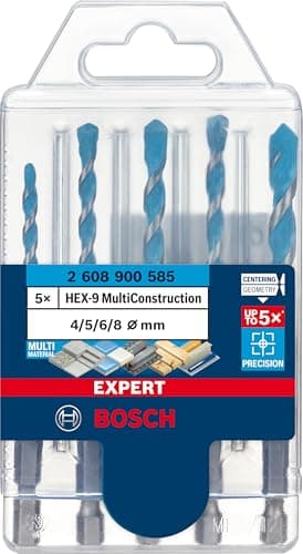 Bosch Professional 5x Set di Punte Expert HEX-9 MultiConstruction per Calcestruzzo, Ø 4-8 mm, Accessorio Trapano a Percussione