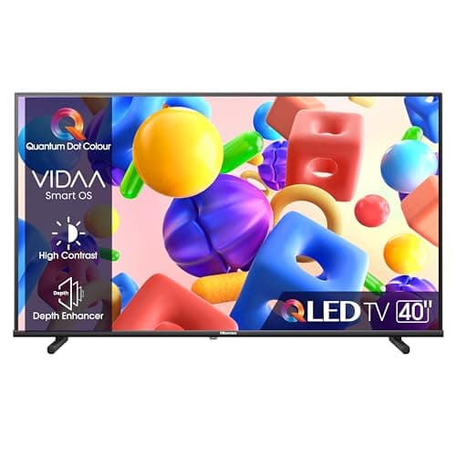 Hisense 40" QLED FULL HD 40E53KQT, Smart TV VIDAA U6 FHD, Game Mode, USB Type-C, Controlli vocali Alexa, Tuner DVB-T2/S2 HEVC 10, Double Position Stand