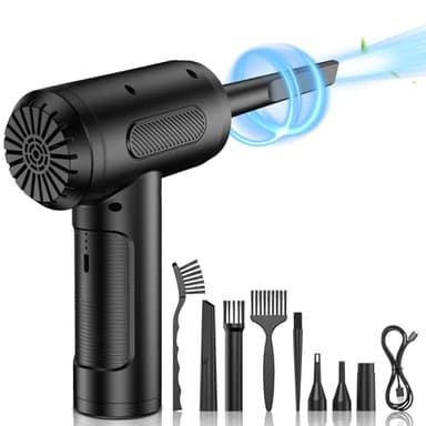 Aria Compressa Elettrico Air Duster, 3 Velocità 91000 giri/min Soffiatore Aria Compressa, Spray Aria compressa Soffiatore pc Con batteria da 6000mAh per laptop, tastiera, auto
