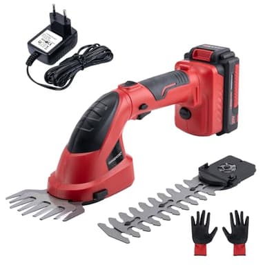 CHANGEMOORE Tagliasiepi a batteria 20 V con batteria da 1,5 Ah e guanto, Forbici Tagliaerba a batteria da 1,5 Ah, Sfoltirami e Cesoia Rasaerba Tagliabordi a Batteria, tosaerba a batteria 2 in 1
