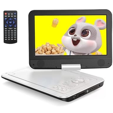 YOTON Lettore DVD Portatile 12,5" con Schermo Girevole HD da 10,5" per Auto e Bambini, con Caricatore per Auto, Supporta 6 Ore di Batteria Integrata e USB/scheda SD/sincronizzazione TV, Bianco