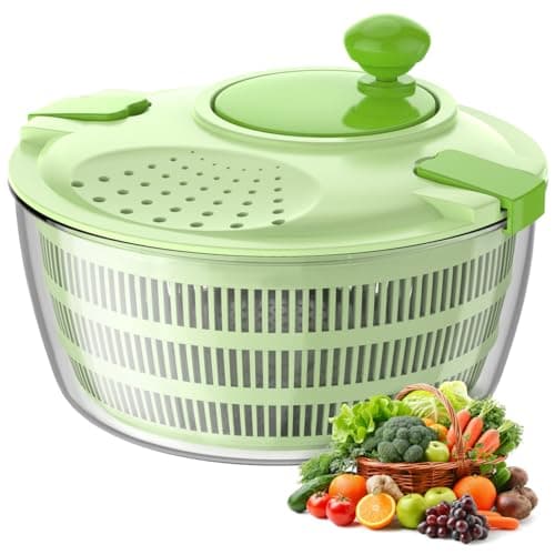 Vihoom Centrifuga Insalata, Grande capacità 4,5L Asciuga Insalata Centrifuga, Kitchen Strizza Insalata con Ciotola e Cestino in Rete, Lava e Asciuga Rapidamente Verdure e Frutta