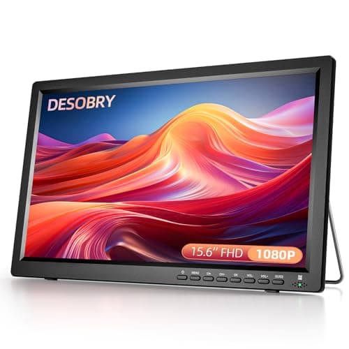 Desobry TV portatile da 15,6 pollici con risoluzione 1080P digitale DVB-T2, mini TV con batteria ricaricabile che supporta l'ingrsso USB HDMI AV, 12v con caricatore per auto e telecomando e antenn