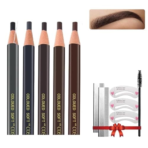Professional Makeup Matita sopracciglia,5PCS Micro Brow Pencil, kit per microblading impermeabili,Trucco per Tatuaggi con Matita per Sopracciglia e Accessori per Microblading per la Marcatura
