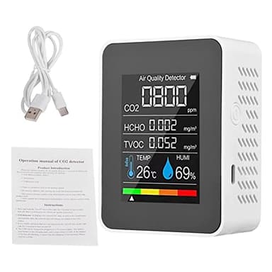 Misuratore di qualità dell'aria per HCHO/TVOC/TEMP/HUMI multifunzione 5 in 1 rilevatore di anidride carbonica in tempo reale e registrazione media