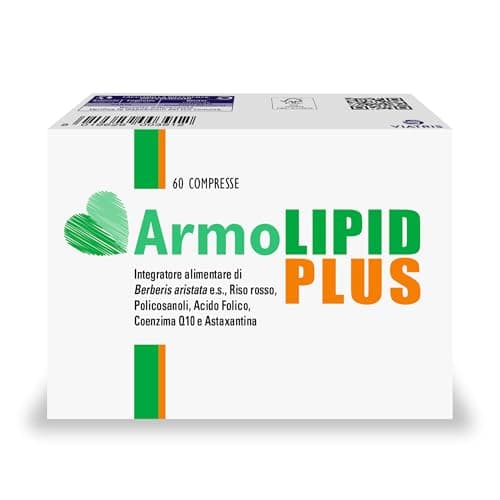 Armolipid Plus 60 Compresse, Integratore Alimentare con Berberis Aristata, Riso Rosso Fermentato, Acido Folico, Policosanoli, Coenzima Q10 e Astaxantina