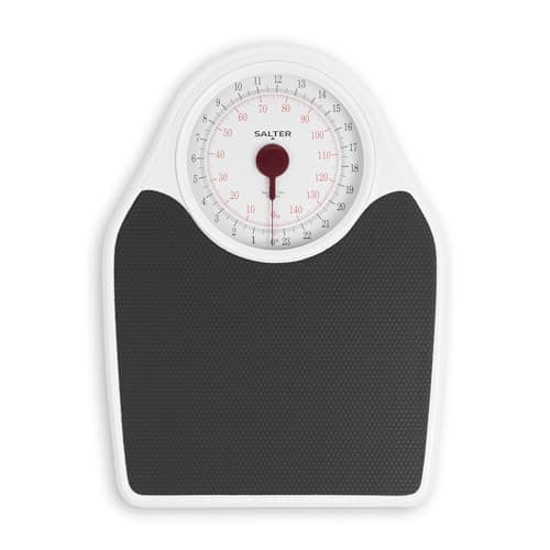 Salter 145 BKDR Bilancia da bagno pesapersone meccanica Doctor Style, fitness, max 150kg, ampia piattaforma, quadrante a vista, misurazioni precise in kg,st e lb, bianco/nero