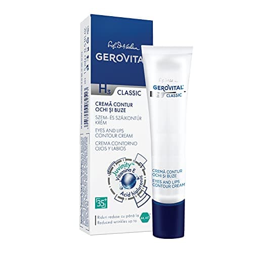 Crema Contorno Occhi e Labbra con Effetto Antirughe per Donna e Uomo, Idratazione Intensiva, Contiene Acido Ialuronico e Vitamina E, 15 ml, Gerovital H3 Classic