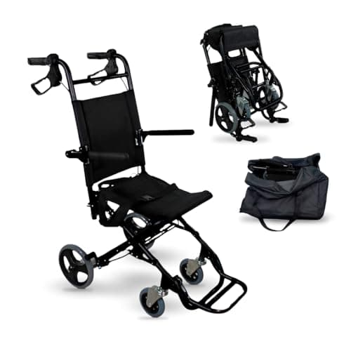 Mobiclinic®, Sedia a rotelle di transito, Saturno, Alluminio, Pieghevole, Freno sulle maniglie, Marchio europeo, Poggiapiedi ribaltabile, Braccioli pieghevoli, Leggero, Cintura sicurezza, Ergonomia