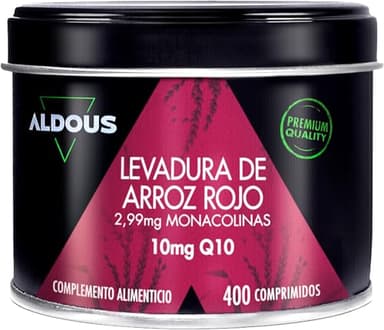 Riso Rosso Fermentato con Coenzima Q10 - Scorta di +1 Anno - 2,99 mg di Monacolina Pura - 400 compresse - Lievito di Riso Rosso Senza Citrinina - Senza Plastica