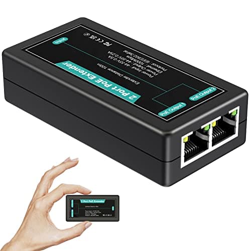 VIMIN Extender PoE Gigabit a 2 Porte, Ripetitore PoE per Interni 1 in 2 Out Supporto IEEE802.3af/at con 1000 Mbps, Estendi Ulteriori 100 m (328 piedi) di Alimentazione e Trasmissione Dati, Plug & Play