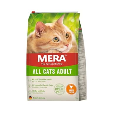 MERA Cats pollo (2 kg), cibo secco per gatti adulti, senza cereali e sostenibile, con elevato contenuto di carne