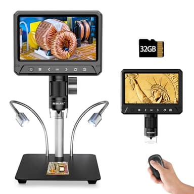 BEBANG 7” Microscopio Digitale 1200x per Adulti, Microscopio Elettronico a Saldare da 12MP con Schermo per Saldare Monete e Riparazioni Elettroniche, Vista PC, Compatibile Windows/MacOS