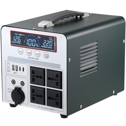 Power Station 1000W/666Wh, Batteria di Backup del Generatore Portatile Ricaricabile Mashine per Campeggio, Camper, Droni, Pronto Soccorso e Illuminazione Esterna, con 4 uscite CA