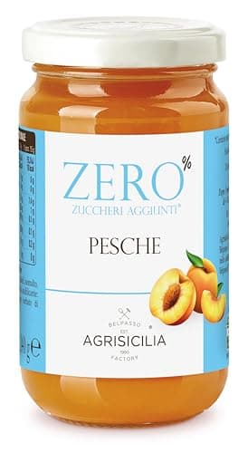 Agrisicilia zero% zuccheri aggiunti pesche con poche calorie e frutta di alta qualità vasetto da 240 grammi ottima per colazione e merenda