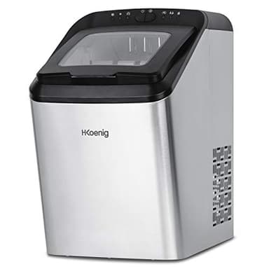 H.Koenig Macchina del ghiaccio professionale KBP40, 15kg in 24h, 2 formati di cubetti, Automatico, Silenzioso, collegabile al rubinetto, serbatoio 2,8L, Cubetti pronti in 6 min, 145W